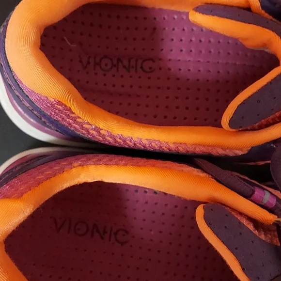 Vionic women's athletic shoes with extra laces, size 10. Purple and orange. - Picture 3 of 6
